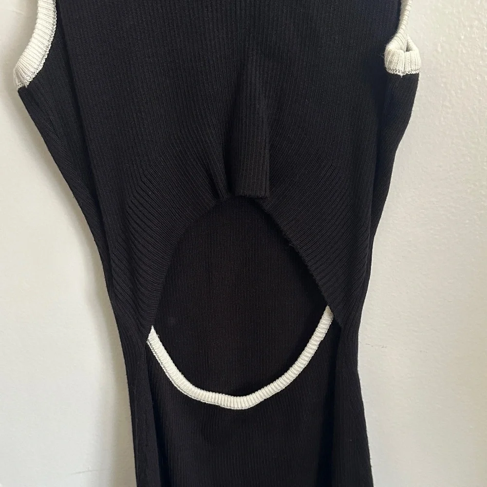Black Cutout Tank Maxi Dress with Contrast Trim